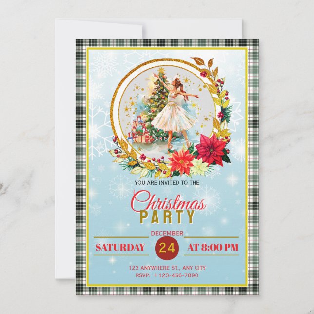 Cartes Pour Fêtes Annuelles Nutcracker Ballet Ballerina - Christmas Party (Devant)