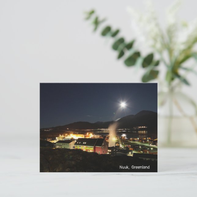 Cartes Pour Fêtes Annuelles Nuuk, vue de nuit du Groenland (Debout devant)