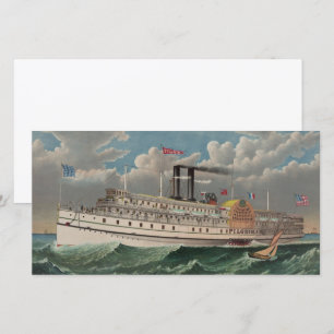 Cartes Pour Fêtes Annuelles NY Voyage Grand Paddlewheel Bateau à vapeur Le Pèl
