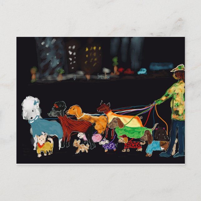 Cartes Pour Fêtes Annuelles Nyc Dogwalker (Devant)