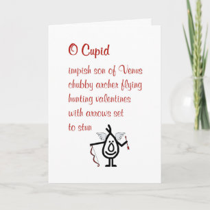Cartes Pour Fêtes Annuelles O Cupid - un poème drôle pour votre Saint Valentin