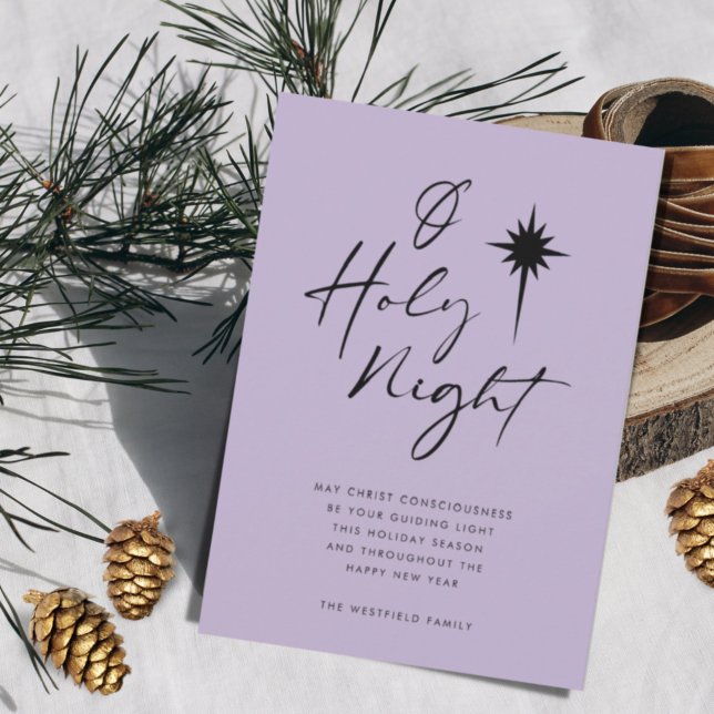Cartes Pour Fêtes Annuelles O Étoile de nuit de Bethléem chic Lavender (Créateur téléchargé)
