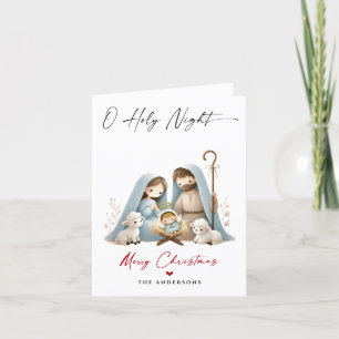 Cartes Pour Fêtes Annuelles O Holy Night Christmas Nativité Scene Famille Phot