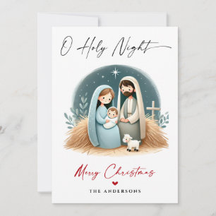 Cartes Pour Fêtes Annuelles O Holy Night Christmas Nativité Scene Famille Phot