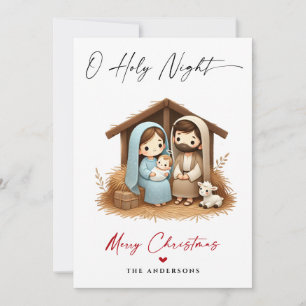 Cartes Pour Fêtes Annuelles O Holy Night Christmas Nativité Scene Famille Phot