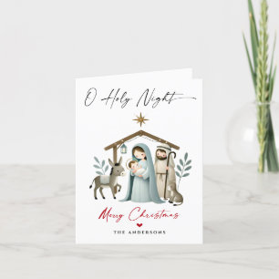Cartes Pour Fêtes Annuelles O Holy Night Christmas Nativité Scene Famille Phot