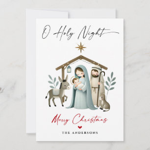Cartes Pour Fêtes Annuelles O Holy Night Christmas Nativité Scene Famille Phot