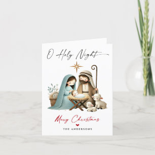 Cartes Pour Fêtes Annuelles O Holy Night Christmas Nativité Scene Famille Phot