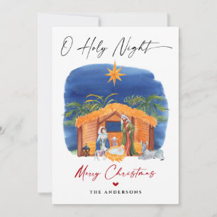 Cartes Pour Fêtes Annuelles O Holy Night Christmas Nativité Scene Famille Phot