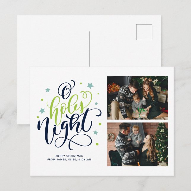 Cartes Pour Fêtes Annuelles O Holy Night Hand Lettré Photo Gallery (Devant / Derrière)