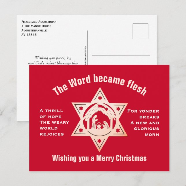 Cartes Pour Fêtes Annuelles O HOLY NIGHT Nativity Christmas (Devant / Derrière)