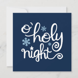 Cartes Pour Fêtes Annuelles O Saint Nuit Bleu Main Blanche Lettré Noël