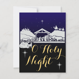 Cartes Pour Fêtes Annuelles O Saint Nuit Noël Carol Nativité Scène