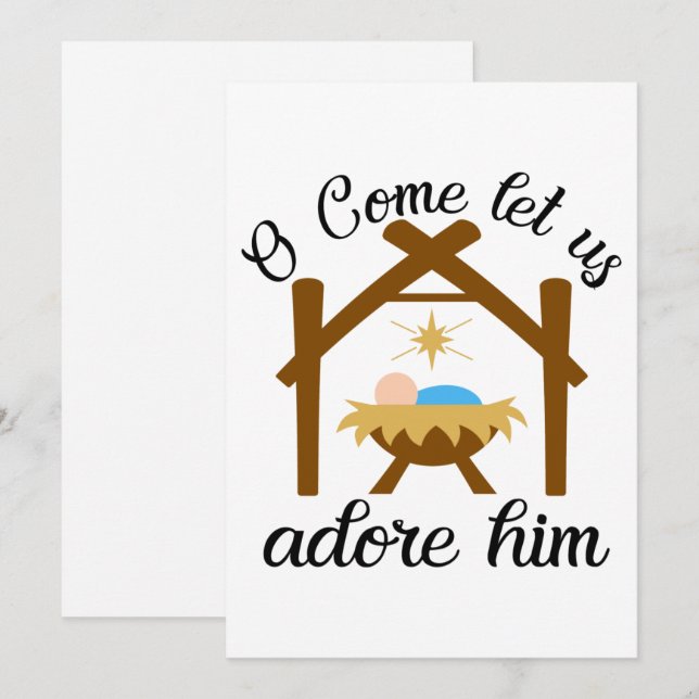 Cartes Pour Fêtes Annuelles Ô venez, adorons-Le (Devant / Derrière)