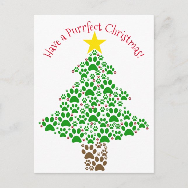 Cartes Pour Fêtes Annuelles Objectif Noël drôle Chat Empreinte de patte Photo (Devant)