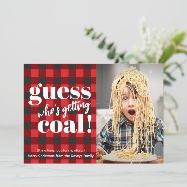 Cartes Pour Fêtes Annuelles Obtenir le charbon Plaid amusant photo Noël (Debout devant)
