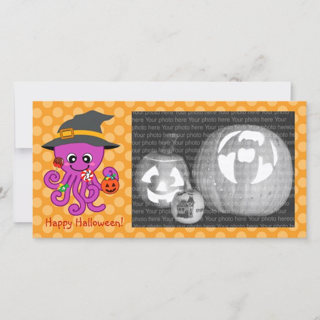 Cartes Pour Fêtes Annuelles Octopus d'Halloween (Devant)