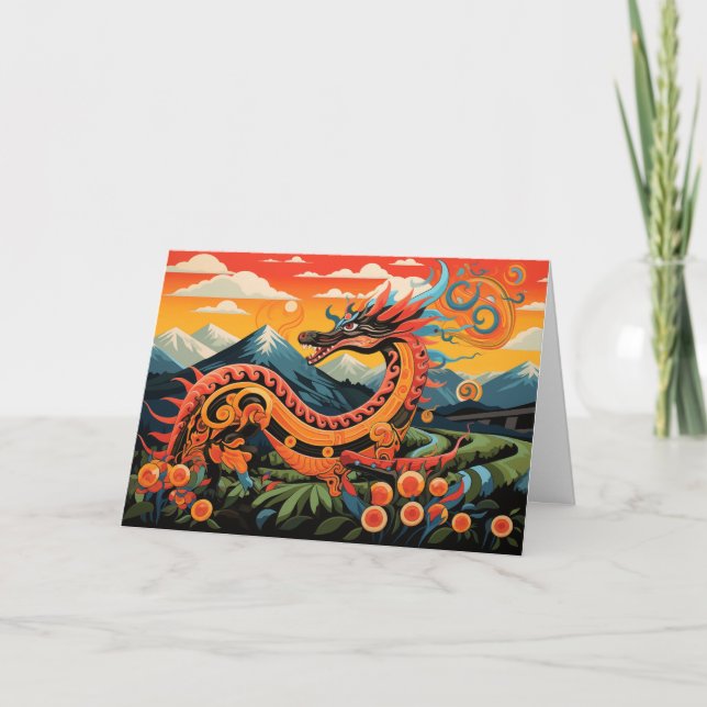 Cartes Pour Fêtes Annuelles Odyssée de dragon Abstraite Nouvel An chinois (Devant)