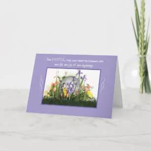 Cartes Pour Fêtes Annuelles OEuf de bénédictions de Pâques en fleurs, religieu
