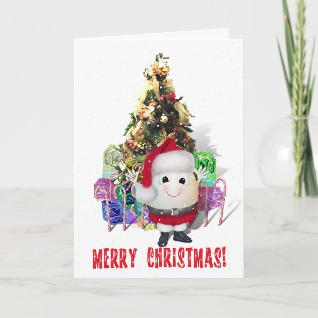 Cartes Pour Fêtes Annuelles Oeuf de Noël Père Noël (Devant)