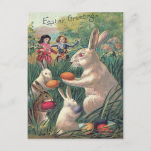 Cartes Pour Fêtes Annuelles OEuf de Pâques de couleur lapin Femmes victorienne