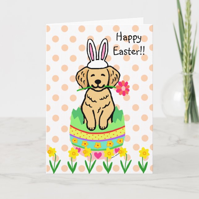 Cartes Pour Fêtes Annuelles OEuf de Pâques - Dessin du Retriever (Devant)
