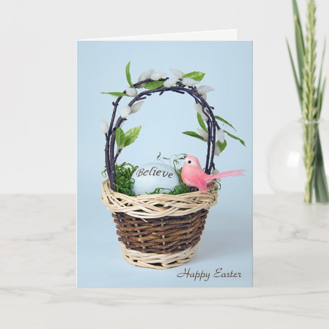 Cartes Pour Fêtes Annuelles oeuf de Pâques inspirant dans le panier (Devant)
