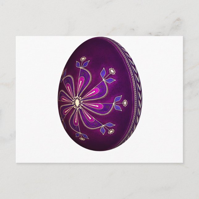 Cartes Pour Fêtes Annuelles Oeuf de Pâques Purple Pysanky (Devant)