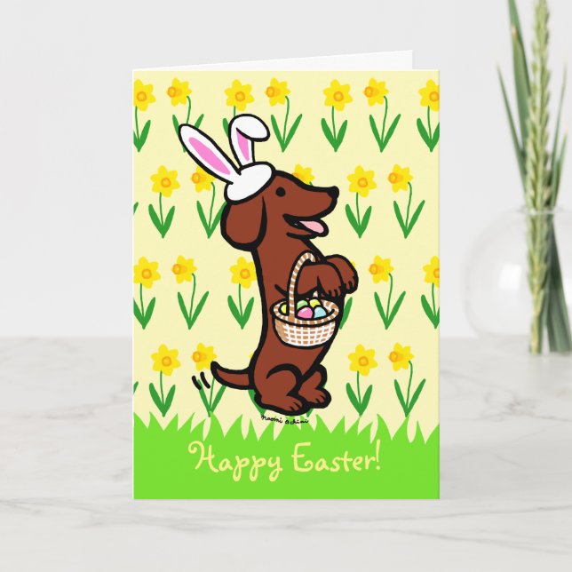Cartes Pour Fêtes Annuelles Oeuf de Pâques Rouge Smooth Haired Dachshund (Devant)