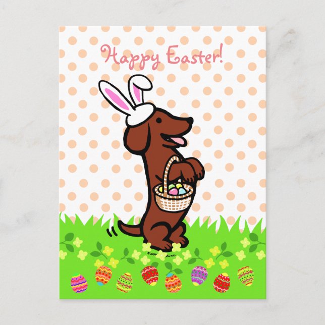 Cartes Pour Fêtes Annuelles Oeuf de Pâques Rouge Smooth Haired Dachshund (Devant)