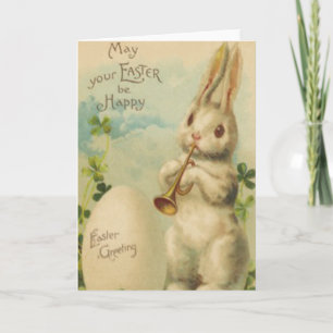 Cartes Pour Fêtes Annuelles Oeuf Lapin de Pâques Quatre feuilles Trompette de