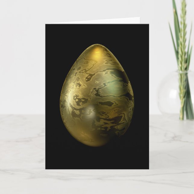 Cartes Pour Fêtes Annuelles Oeuf Or-Marbré (Devant)