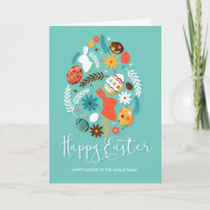 Cartes Pour Fêtes Annuelles Oeufs colorés et fleurs Joyeux Pâques