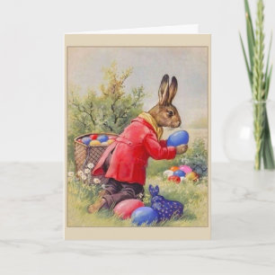 Cartes Pour Fêtes Annuelles Oeufs de dissimulation vintages de lapin de