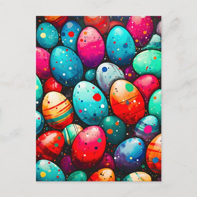 Cartes Pour Fêtes Annuelles Oeufs de Pâques Arc-en-ciel Aquarelle (Devant)