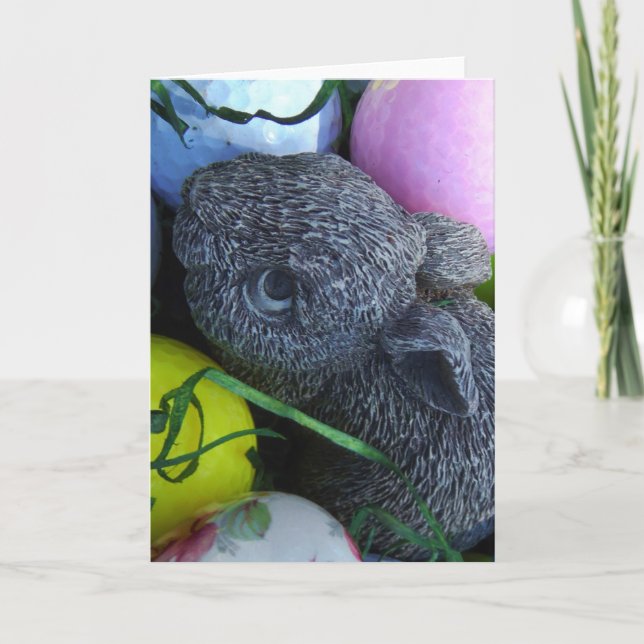 Cartes Pour Fêtes Annuelles Oeufs de Pâques, Ballons de golf de lapin (Devant)