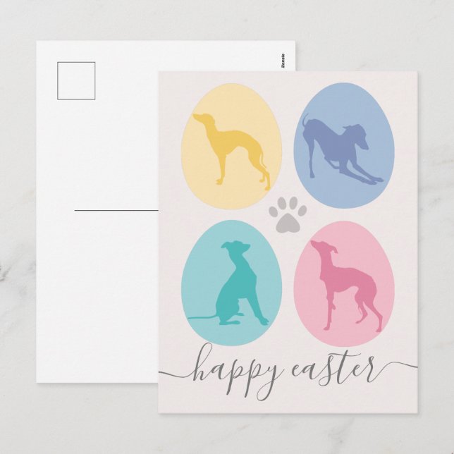 Cartes Pour Fêtes Annuelles OEufs de Pâques Chiens grecs italiens Elégant Past (Devant / Derrière)
