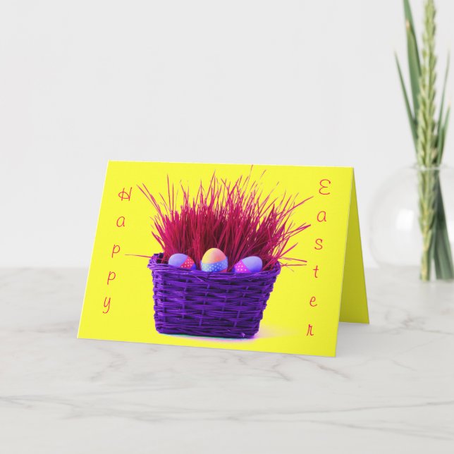 Cartes Pour Fêtes Annuelles Oeufs de Pâques dans le panier XII (Devant)