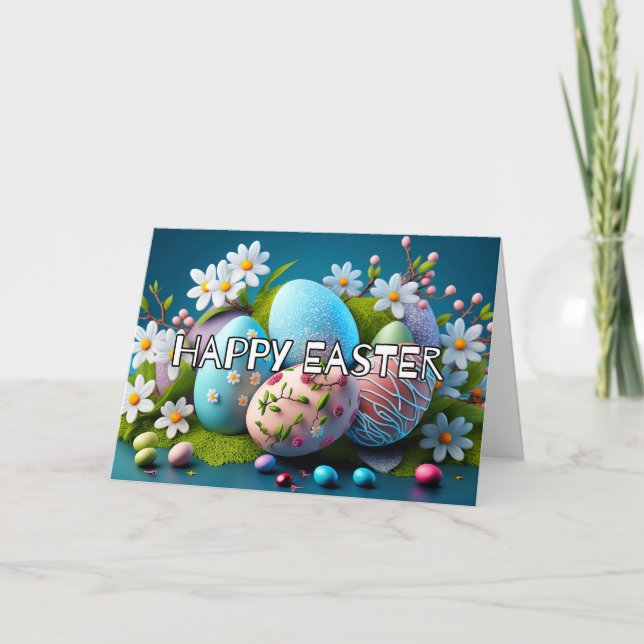 Cartes Pour Fêtes Annuelles Œufs de Pâques Décoratifs Colorés Joyeuses Pâques (Devant)