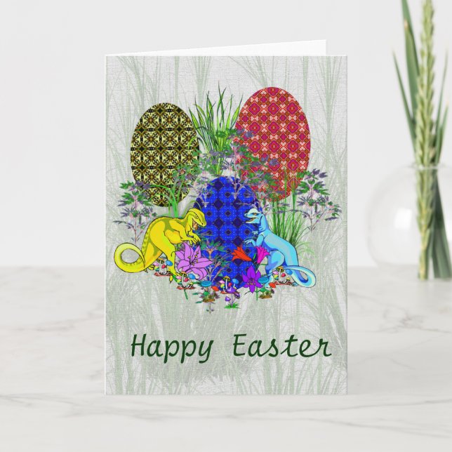 Cartes Pour Fêtes Annuelles OEufs de Pâques Dinosaures (Devant)