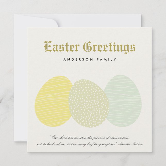 CARTES POUR FÊTES ANNUELLES OEUFS DE PÂQUES DOUX ET DOUX PERSONNALISÉS (Devant)
