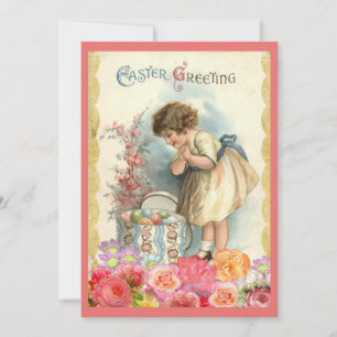 Cartes Pour Fêtes Annuelles Œufs de Pâques Fleurs Rétro Vintage