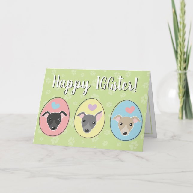 Cartes Pour Fêtes Annuelles OEufs de Pâques Italien greyhounds Cute dessin ani (Devant)
