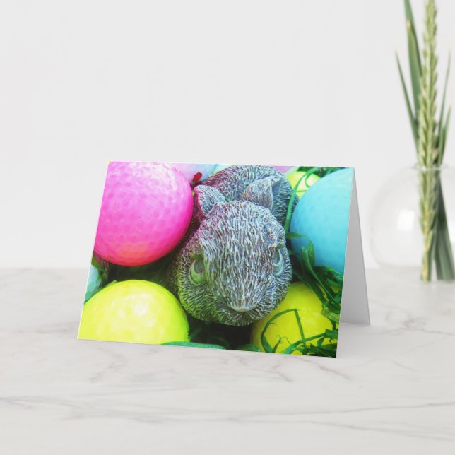 Cartes Pour Fêtes Annuelles Oeufs de Pâques, Lapin, Ballons de golf (Devant)