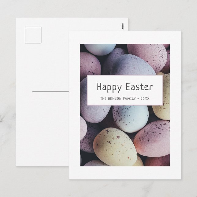 Cartes Pour Fêtes Annuelles Oeufs de Pâques Pastel Joyeux Famille de Pâques (Devant / Derrière)