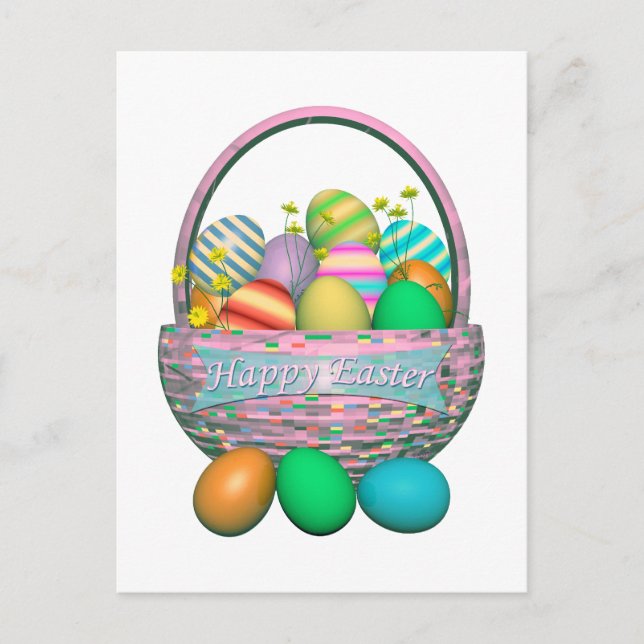 Cartes Pour Fêtes Annuelles Oeufs de Pâques peints en panier (Devant)