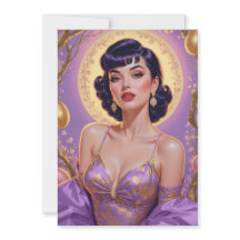 Oeufs de Pâques Pin-Up Brunette Or et Violet
