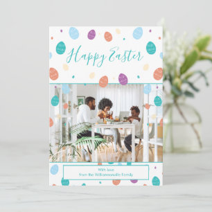 Cartes Pour Fêtes Annuelles Oeufs de Pâques Whimsical Turquoise Famille Photo 