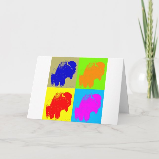 Cartes Pour Fêtes Annuelles Œuvre d'art bison buffle Pop Art Rétro (Devant)