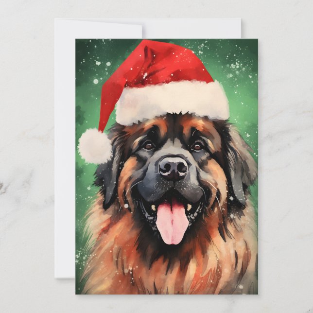 Cartes Pour Fêtes Annuelles œuvre d'art de pinceau de Noël Leonberger (Devant)